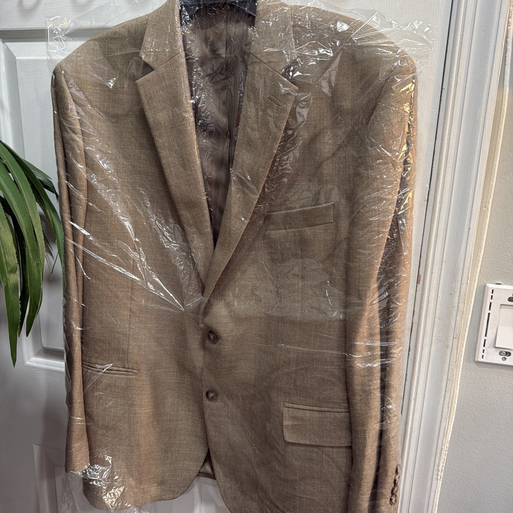 Lauren Ralph Lauren Blazer  Vintage 46 R Carmel Polyester Suit Jacket Sport Coat